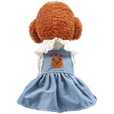 KUTKUT Polka Dot Collar Bear Dress for Puppy, Small Dogs and Cats, Summer Collar Dress for Yorkie, Maltese and Small Dogs & Cats ( Blue)-Clothing-kutkutstyle